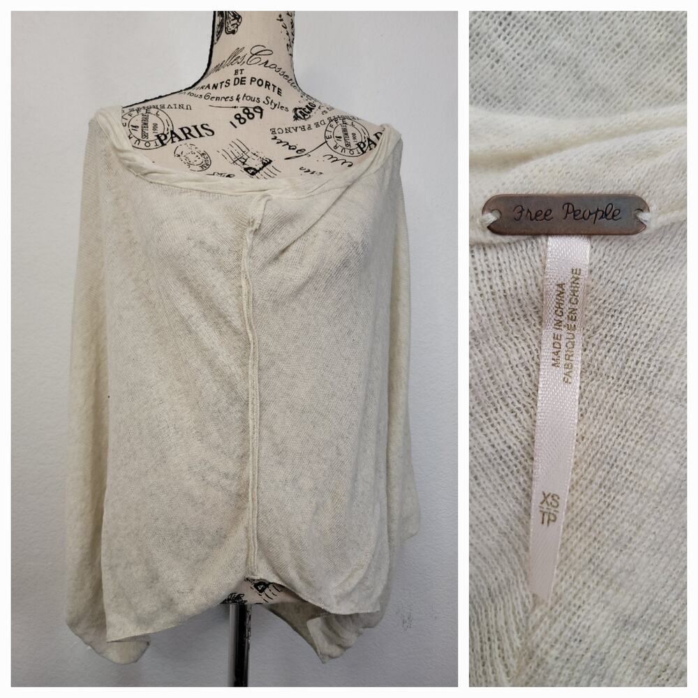 Free People 3/4 Dolman Sleeve Knitted Top Size XS Scoop Neck Wool Blend Relaxed